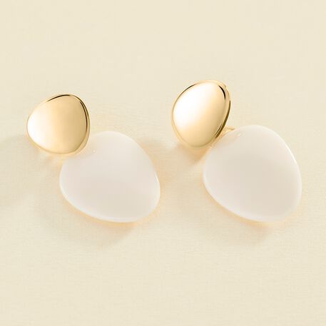 Pendientes largos BRIGITTE - Marfil / Oro - Pendientes  | Agatha