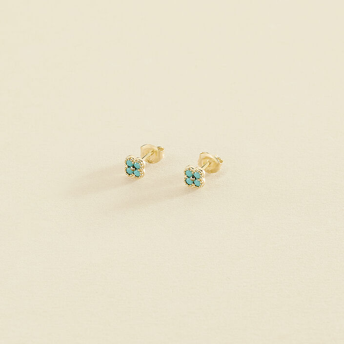 Pendientes cortos BELOVED - Turquesa / Oro - Pendientes  | Agatha