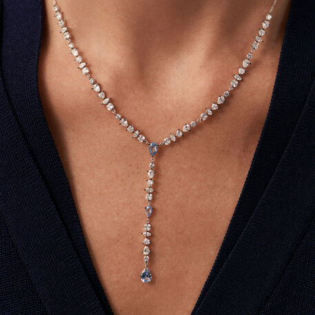Collar midi JACKIE - Plata / Azul aguamarina - Collares  | Agatha