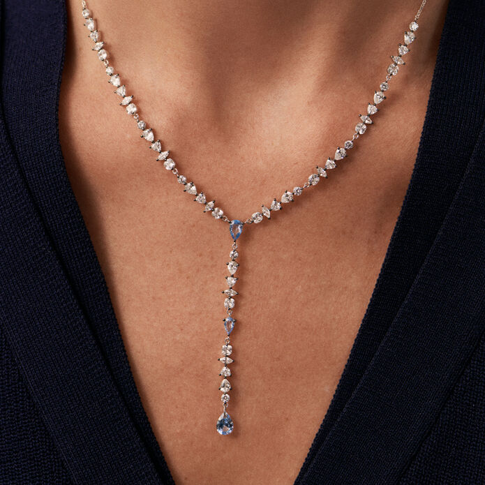 Collar midi JACKIE - Plata / Azul aguamarina - Collares  | Agatha