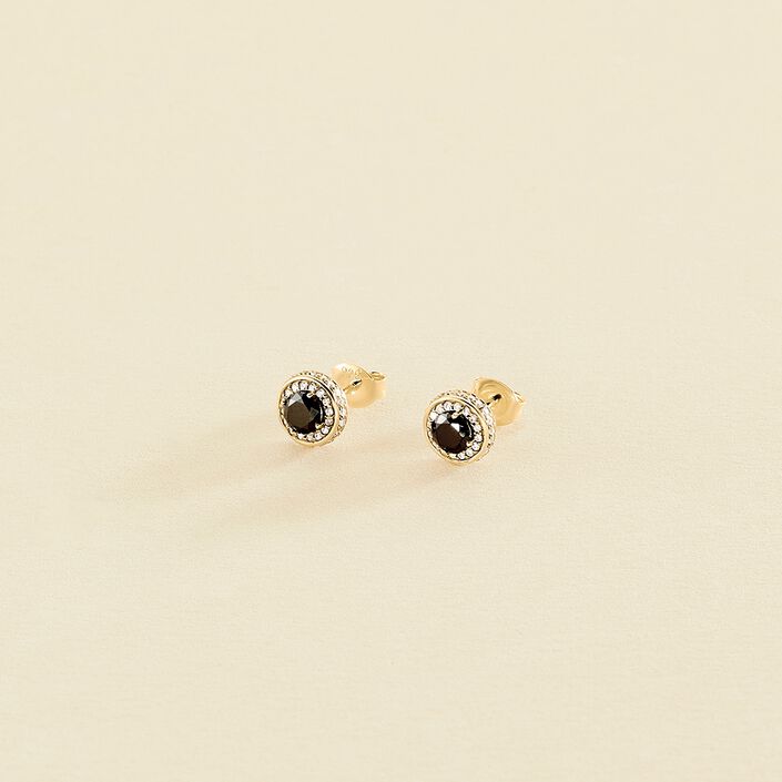 Pendientes cortos IMPERIAL - Negro / Oro - Pendientes  | Agatha