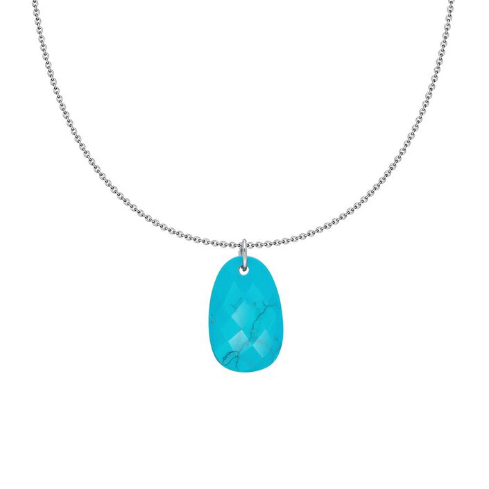 Collar midi NATURAL - Turquesa / Plata - Collares  | Agatha