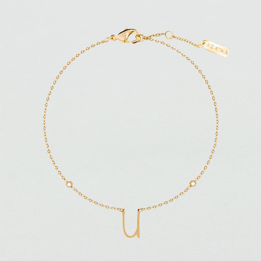Pulsera de cadena LETTRE U - Cristal / Dorado - Pulsera de cadena  | Agatha