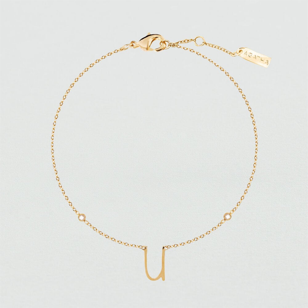 Pulsera de cadena LETTRE U - Cristal / Dorado - Pulsera de cadena  | Agatha