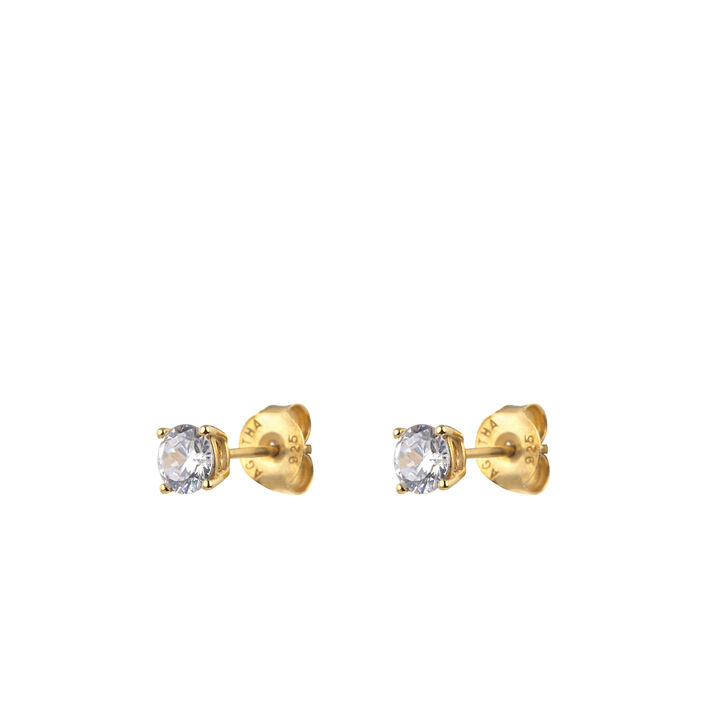 Pendientes cortos SOLITARIO - Cristal / Dorado - Pendientes  | Agatha