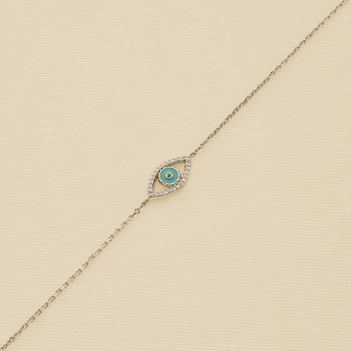 Pulsera de cadena LUCKY EYE - Turquesa / Plata - Pulseras  | Agatha