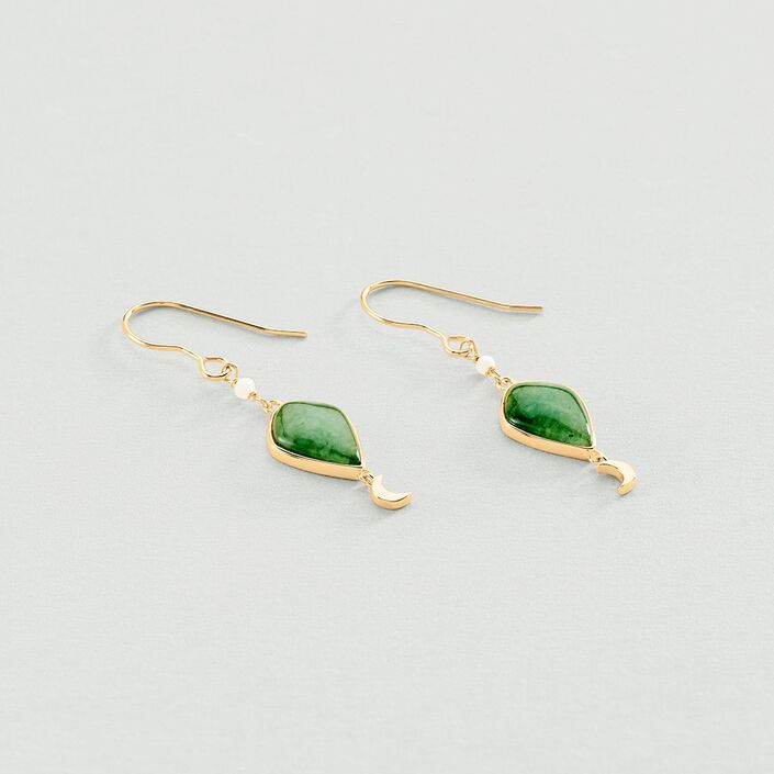 Pendientes largos MOON - Aventurine - Pendientes  | Agatha