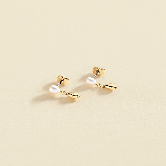 Pendientes largos IDYLLE - Perla / Oro - Pendientes  | Agatha