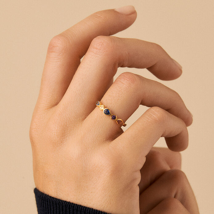 Anillo fino SIMETRIA - Multicolor / Oro - Anillos  | Agatha