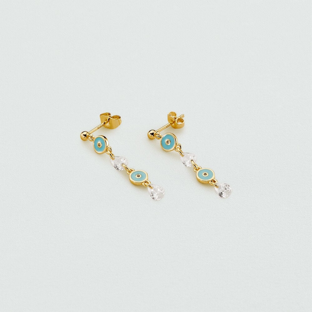 Pendientes largos CYCLADES - Turquesa / Oro - Pendientes largos  | Agatha