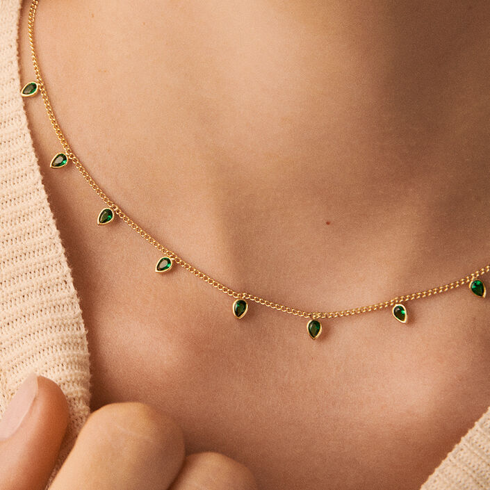 Collar corto NEITH - Verde / Dorado - Collares  | Agatha