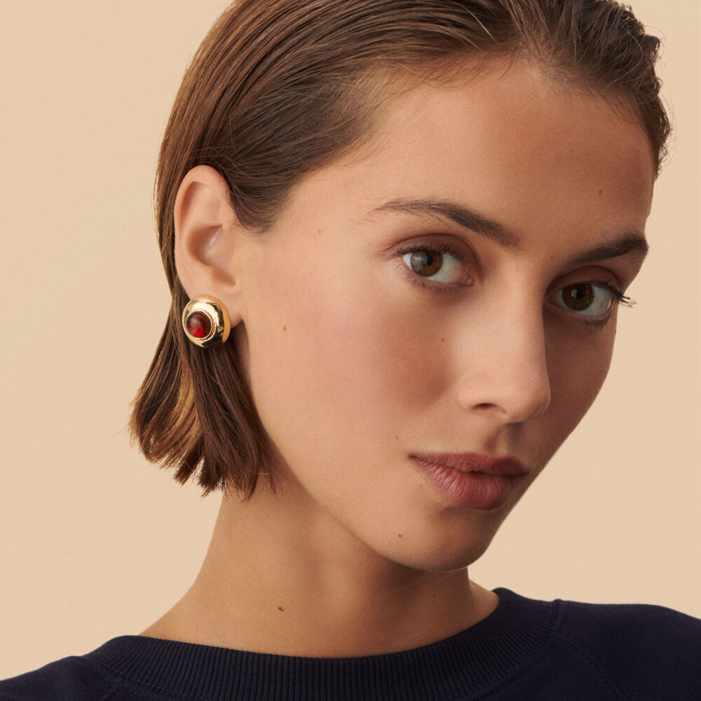 Pendientes de clip N-13 - Rojo / Oro - Pendientes de clip  | Agatha