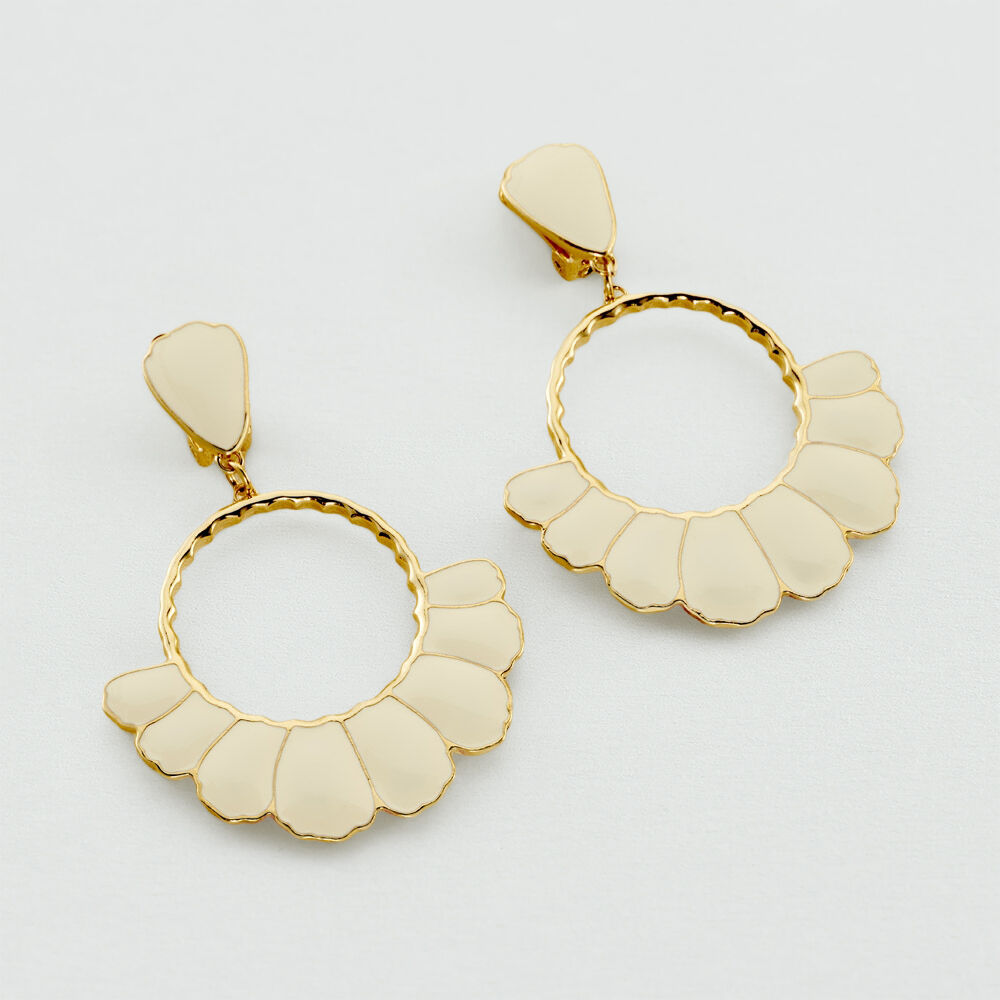 Pendientes largos FLORA - Dorado / Blanco - Pendientes largos  | Agatha