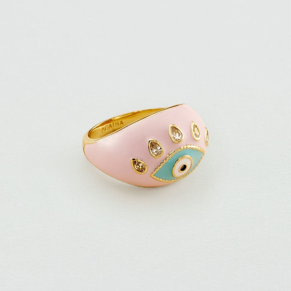 Anillo ancho CYCLADES - Rosa palido / Dorado - Outlet  | Agatha