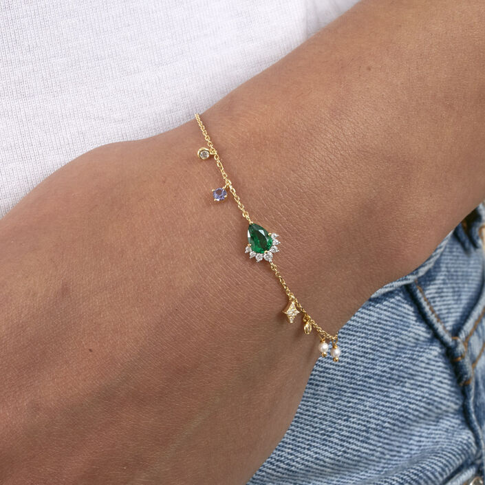 Pulsera de cadena ASTRE - Verde / Dorado - Pulseras  | Agatha