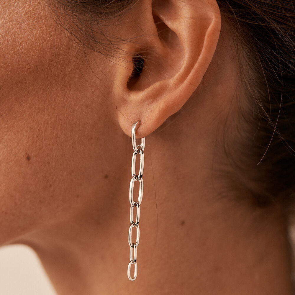 Pendientes largos CHAIN - Plateado - Pendientes de fantas&iacute;a  | Agatha