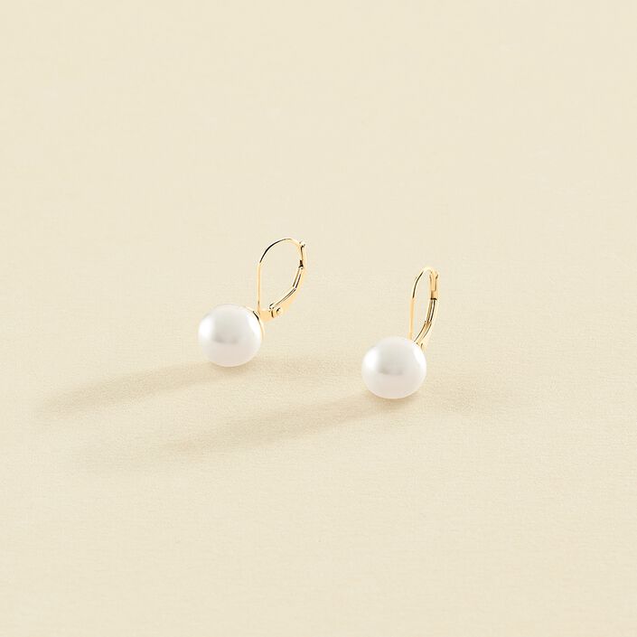 Pendientes largos PEARLY - Perla / Oro - Pendientes  | Agatha