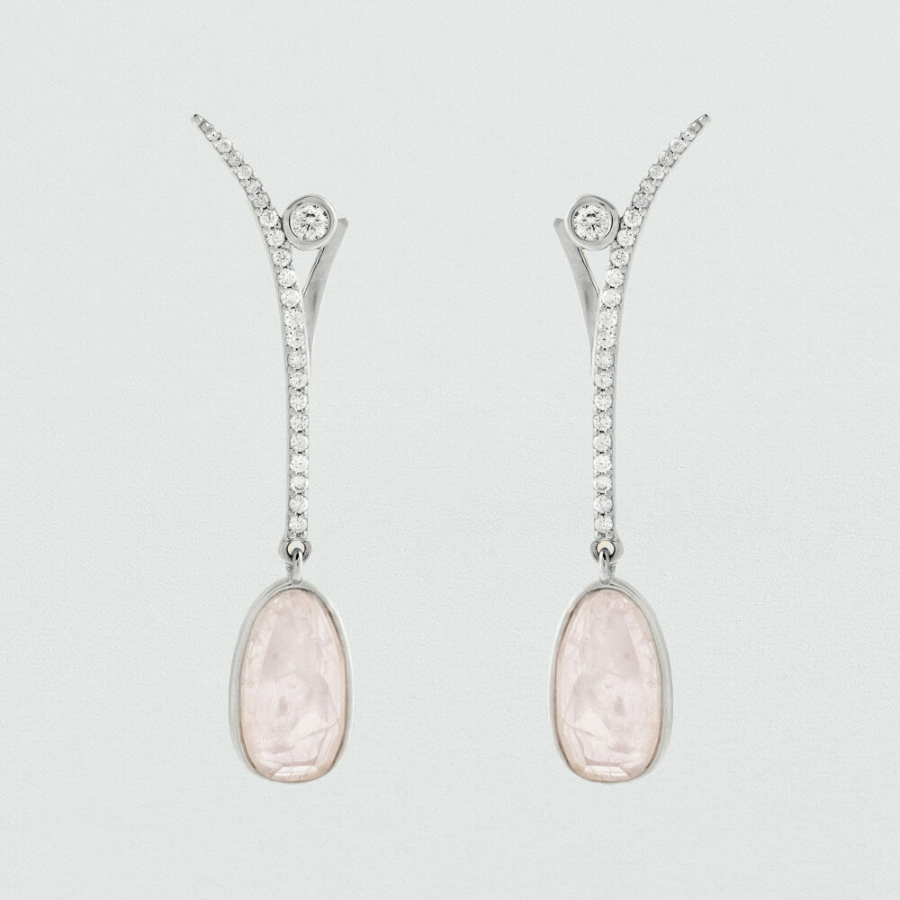 Pendientes largos GRACE - Rosa / Plata - Pendientes largos  | Agatha