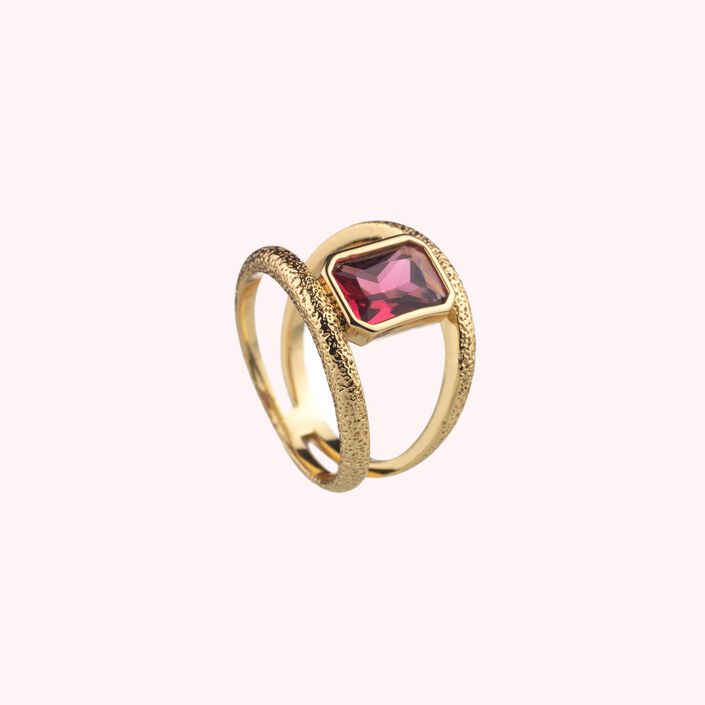 Anillo ancho CLEOPATR - Rosa / Oro - Anillos  | Agatha