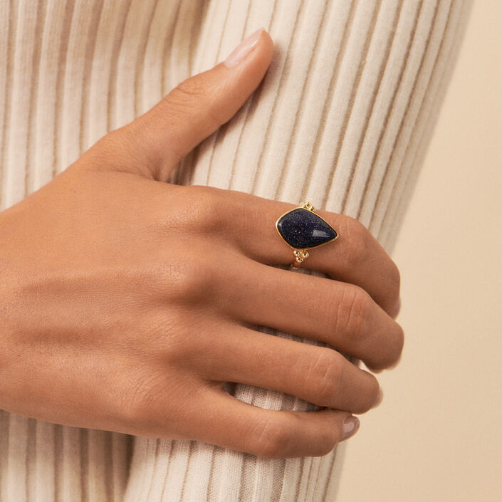 Anillo fino CREPUSCULE - Azul / Oro - Anillos  | Agatha