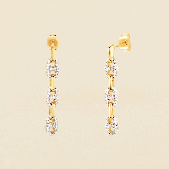 Pendientes largos ETREINTE - Plata / Oro - Pendientes  | Agatha