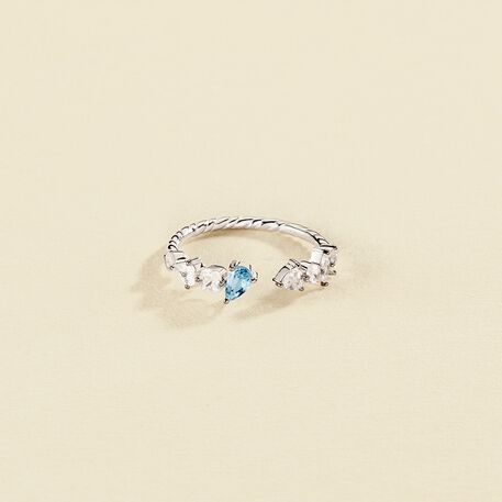 Anillo fino RIN1JACKIE - Plata / Azul aguamarina - Anillos  | Agatha