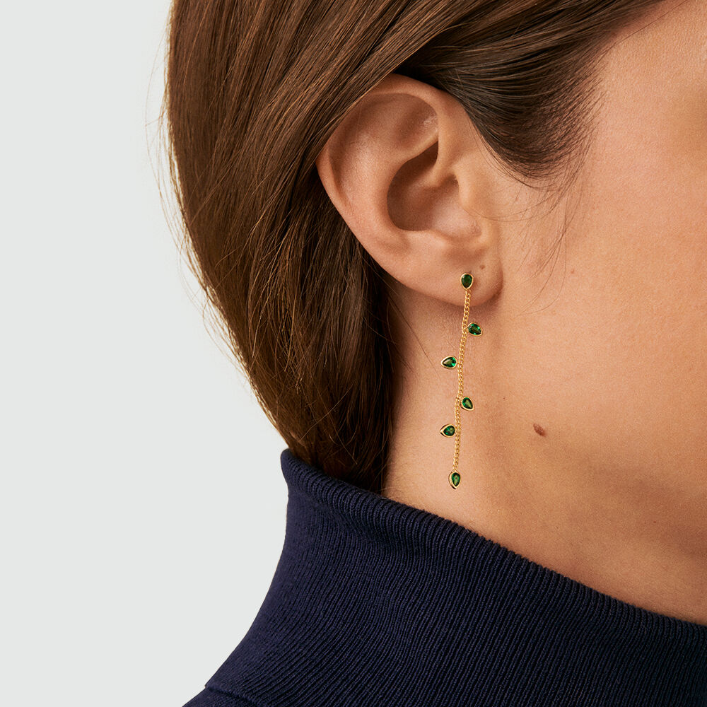 Pendientes largos NEITH - Verde / Dorado - Pendientes de fantasía  | Agatha