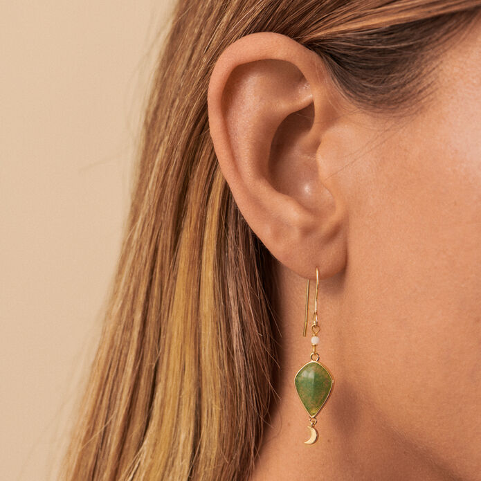 Pendientes largos MOON - Aventurine - Pendientes  | Agatha