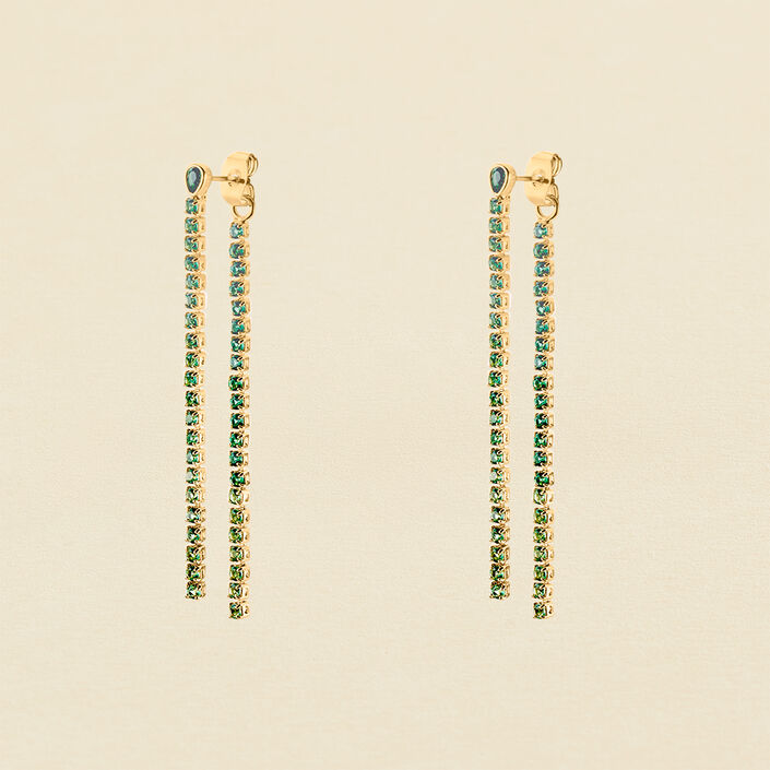 Pendientes largos ISIS - Verde / Dorado - Pendientes  | Agatha
