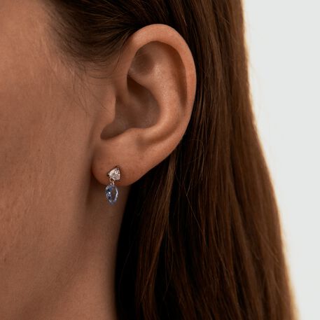 Pendientes cortos JACKIE - Plata / Azul aguamarina - Pendientes  | Agatha