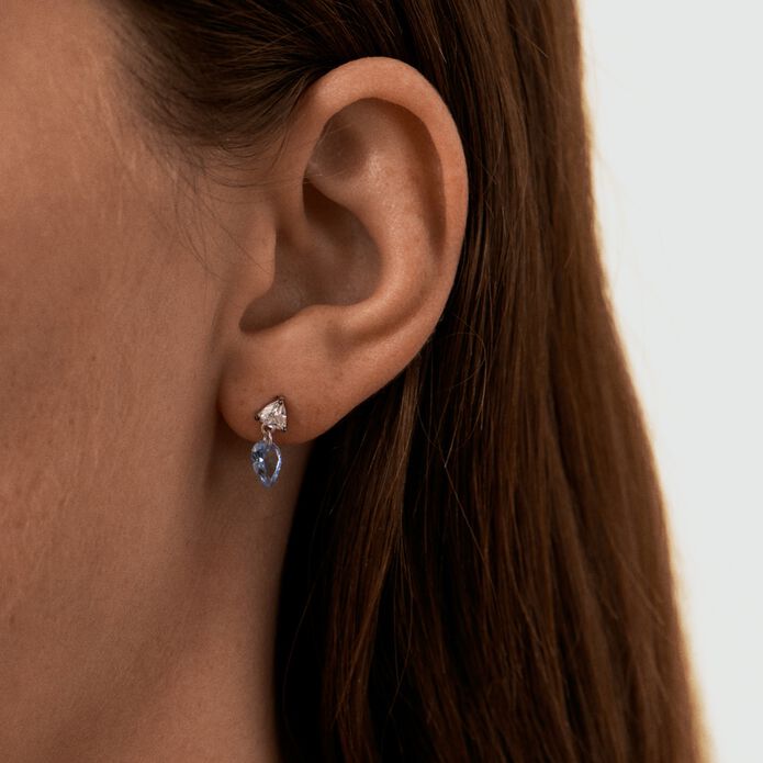 Pendientes cortos JACKIE - Plata / Azul aguamarina - Pendientes  | Agatha