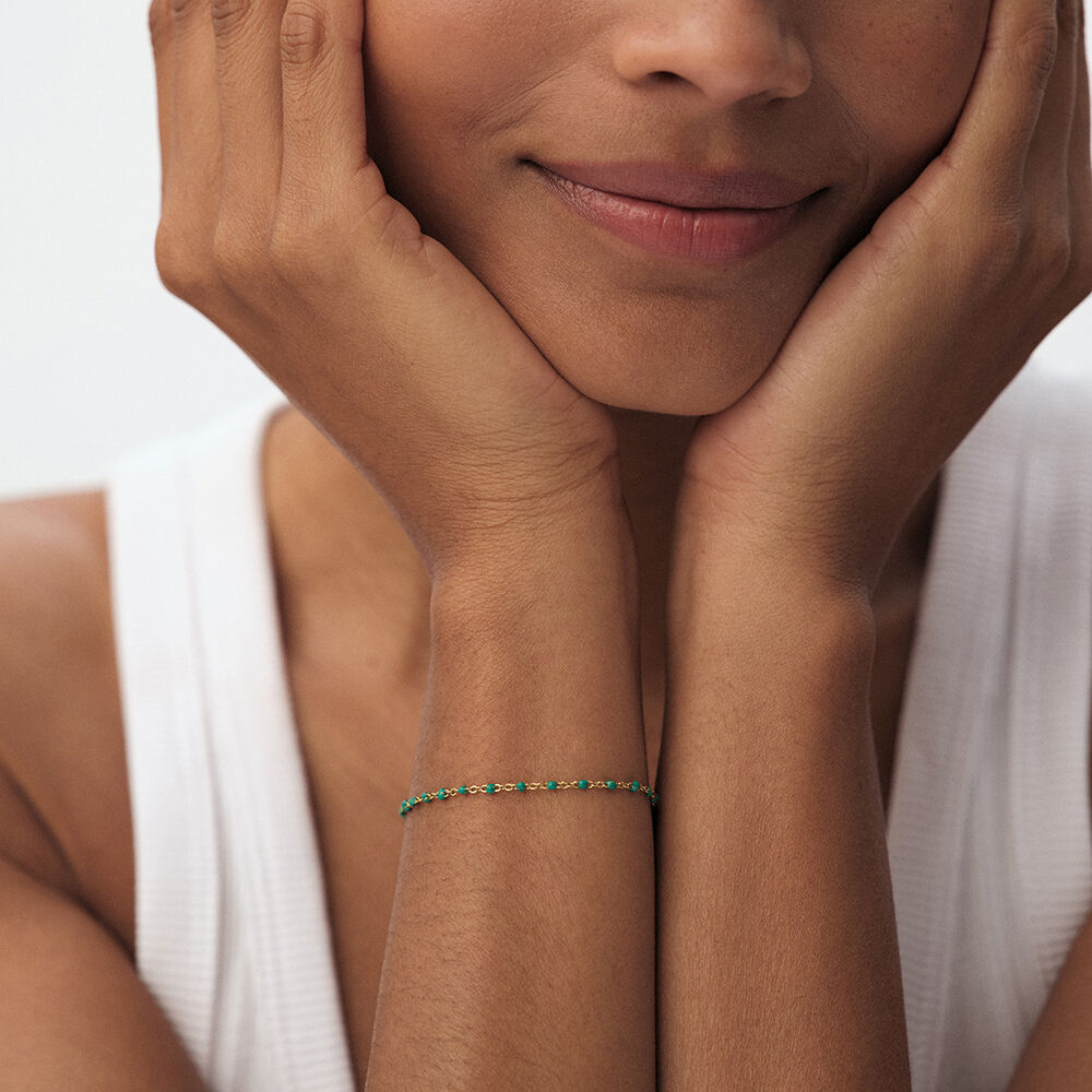 Pulsera de cadena SMARTY - Verde / Dorado - Pulsera de cadena  | Agatha