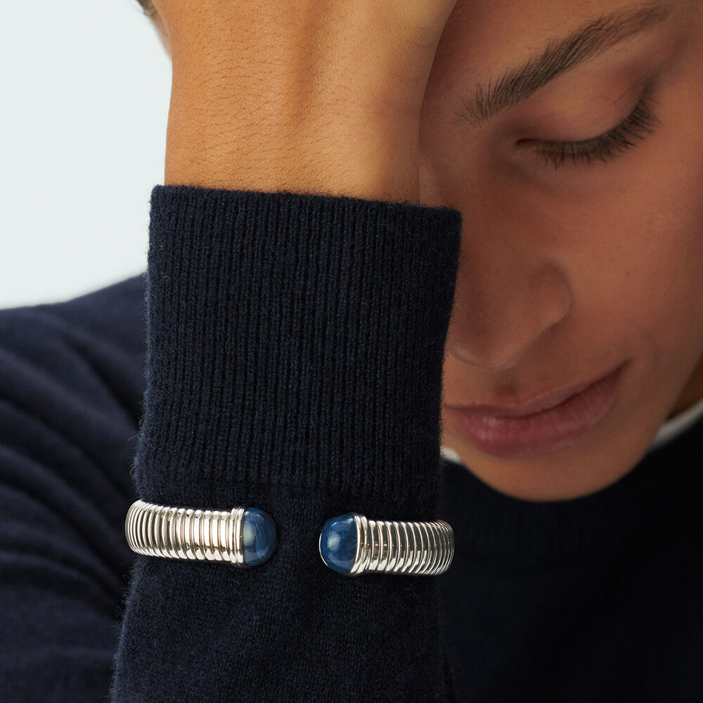 Pulsera r&iacute;gida BE - Azul / Plata - Pulsera r&iacute;gida  | Agatha