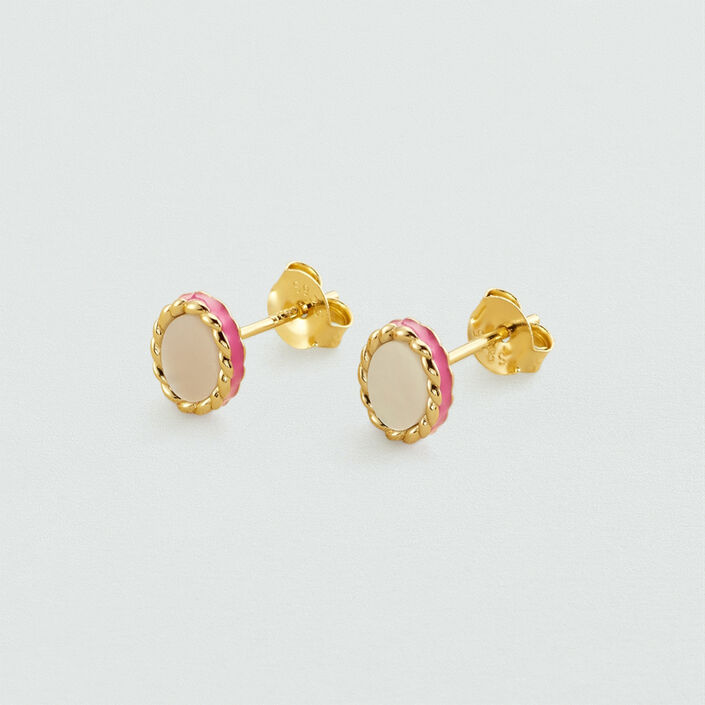 Pendientes cortos ATMA - Madre perla / Rosa - Pendientes  | Agatha