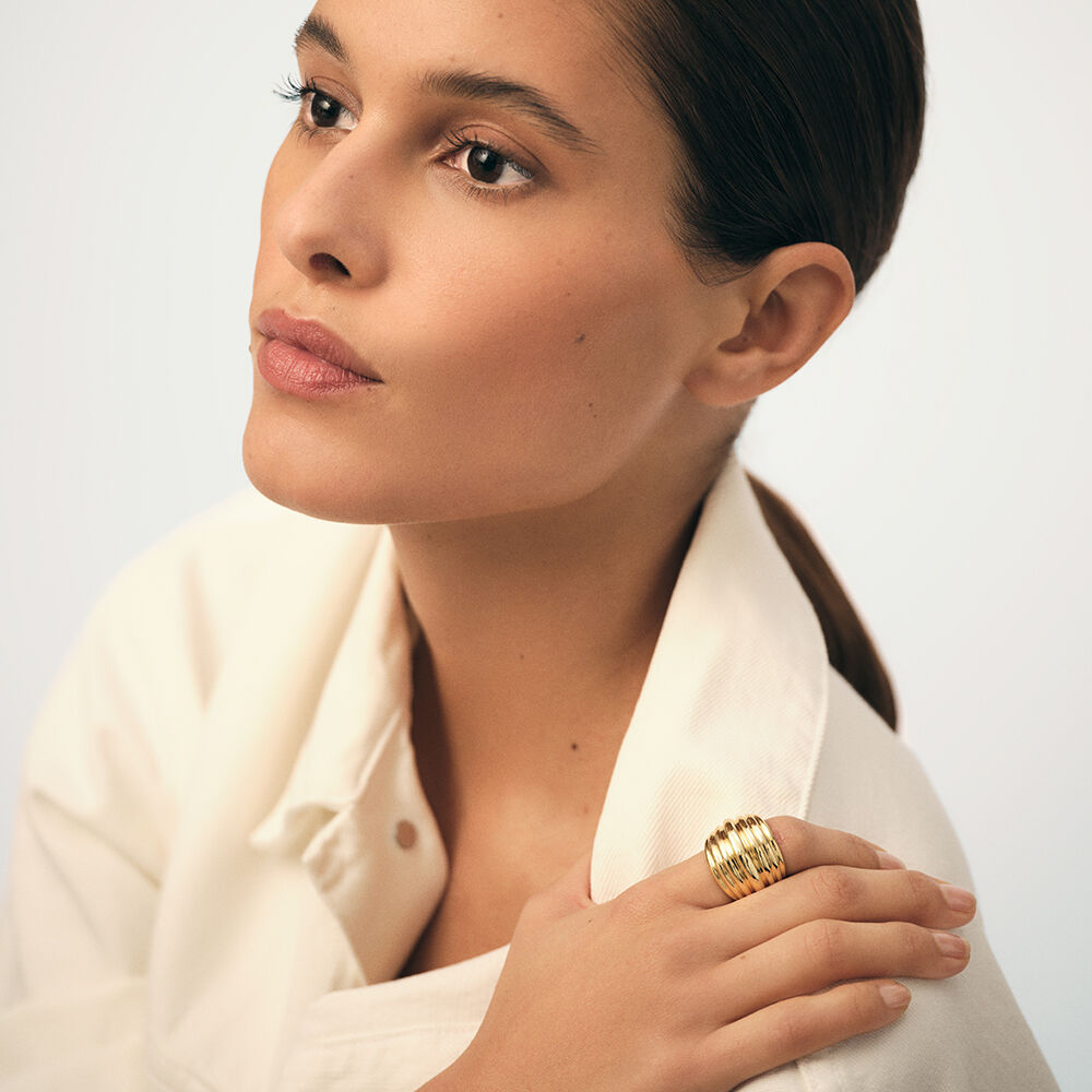 Anillo ancho N-13 - Dorado - Anillos de fantas&iacute;a  | Agatha