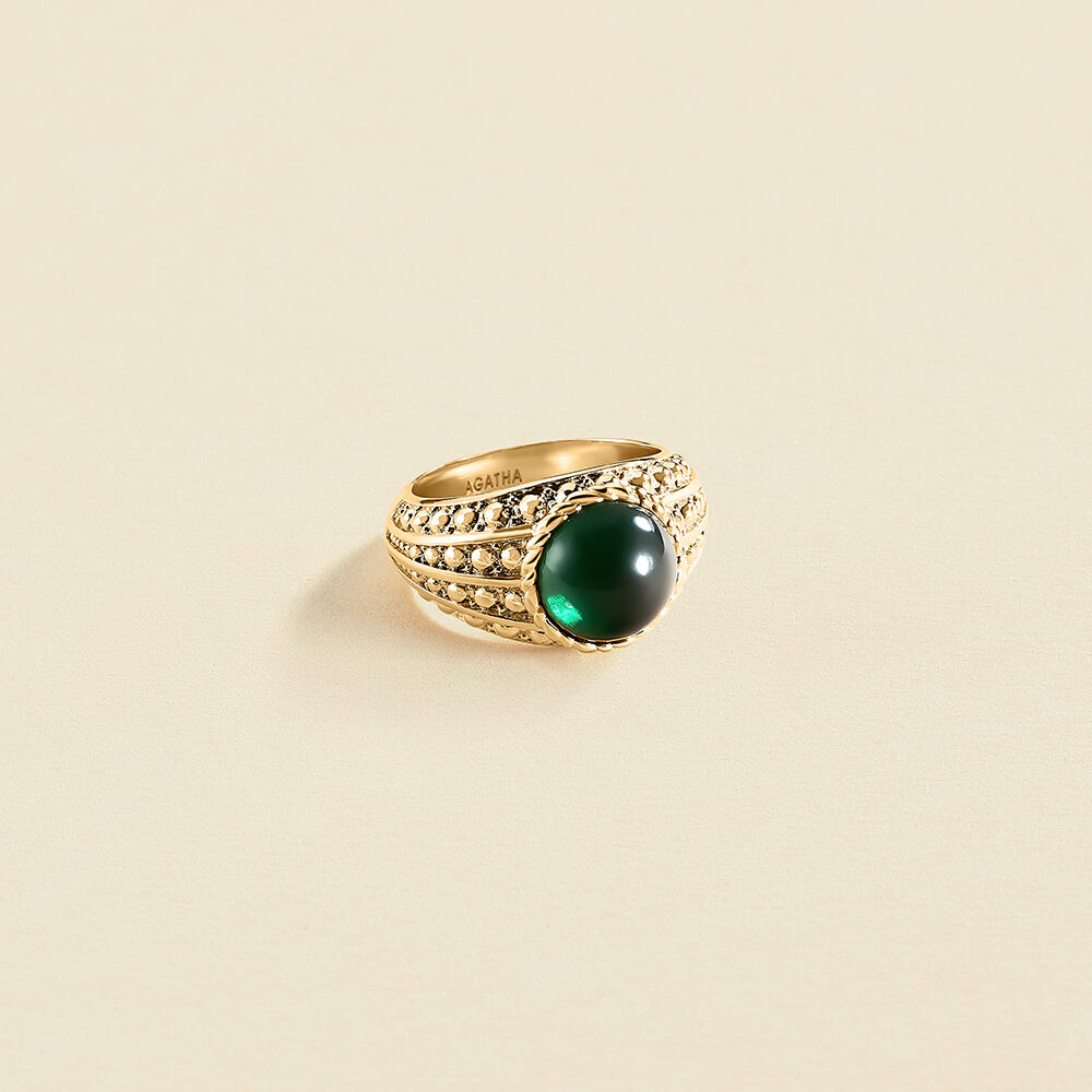 Anillo ancho N-13 - Verde / Dorado - Anillo ancho  | Agatha