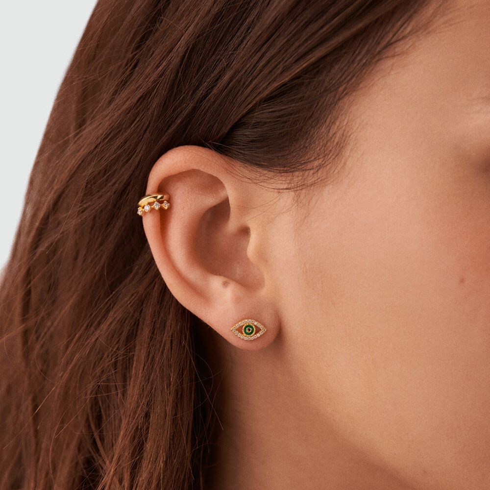 Pendientes cortos LUCKY EYE - Verde / Dorado - Pendientes cortos  | Agatha