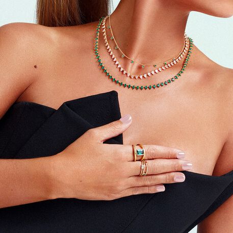 Anillo ancho CLEOPATR - Verde / Dorado - Anillos  | Agatha