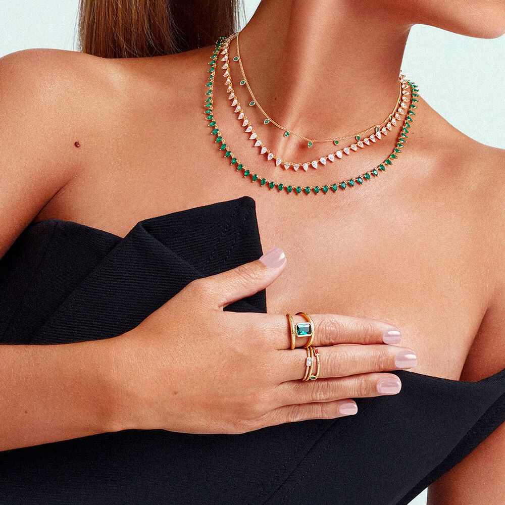 Anillo ancho CLEOPATR - Verde / Dorado - Anillos de fantasía  | Agatha