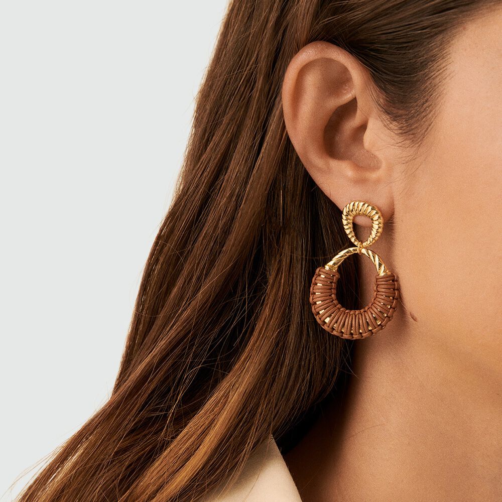 Pendientes largos TWIGGY - oro / camello -   | Agatha