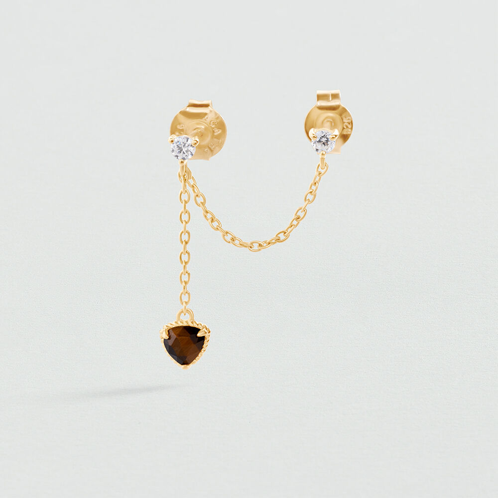 Pendiente corto individual PIEDRAS NATURALES MIX & MATCH - Tiger eye - Pendientes cortos  | Agatha