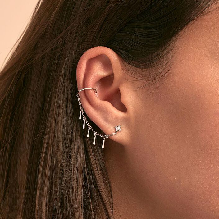 Ear cuff MIX & MATCH - Cristal / Plateado - Piercings  | Agatha
