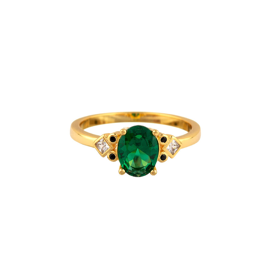 Anillo fino LAUREN - Verde / Oro - Anillos  | Agatha