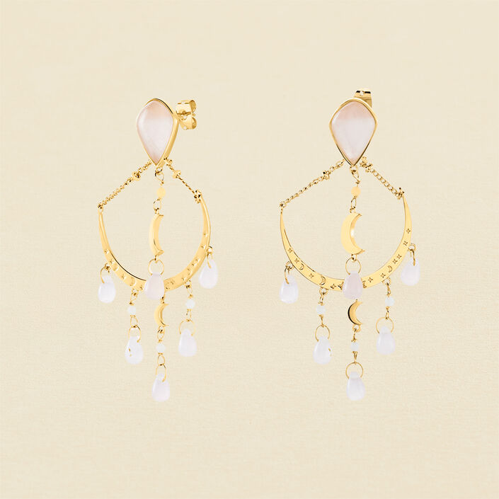 Pendientes largos MOONLIGHT - Rosa Cuarzo - Pendientes  | Agatha