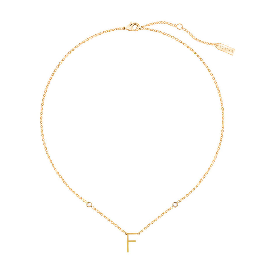 Collar corto LETTRE F - Cristal / Oro - Collares  | Agatha