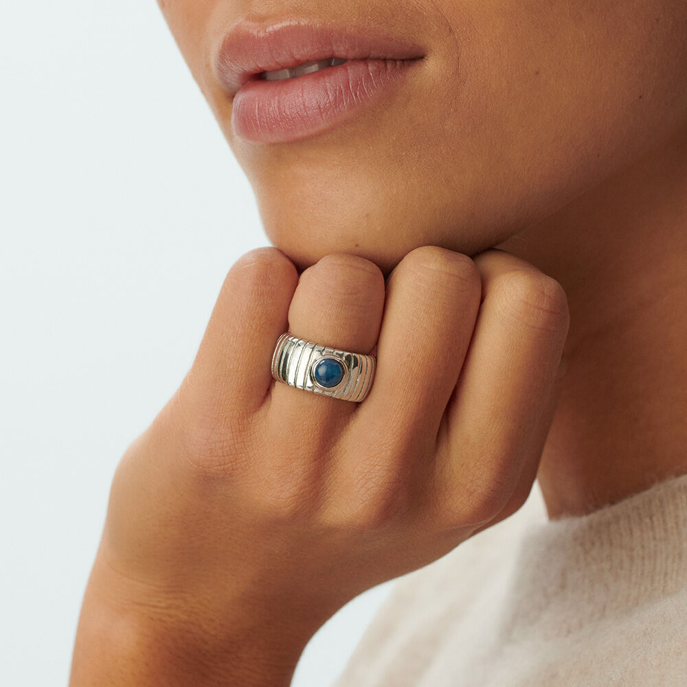 Anillo ancho BE - Azul / Plata - Anillo ancho  | Agatha
