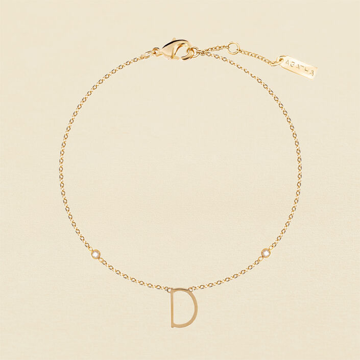 Pulsera de cadena LETTRE D - Cristal / Dorado - Pulseras  | Agatha
