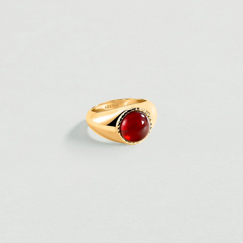 Anillo ancho N-13 - Rojo / Oro - Anillos de fantasía  | Agatha