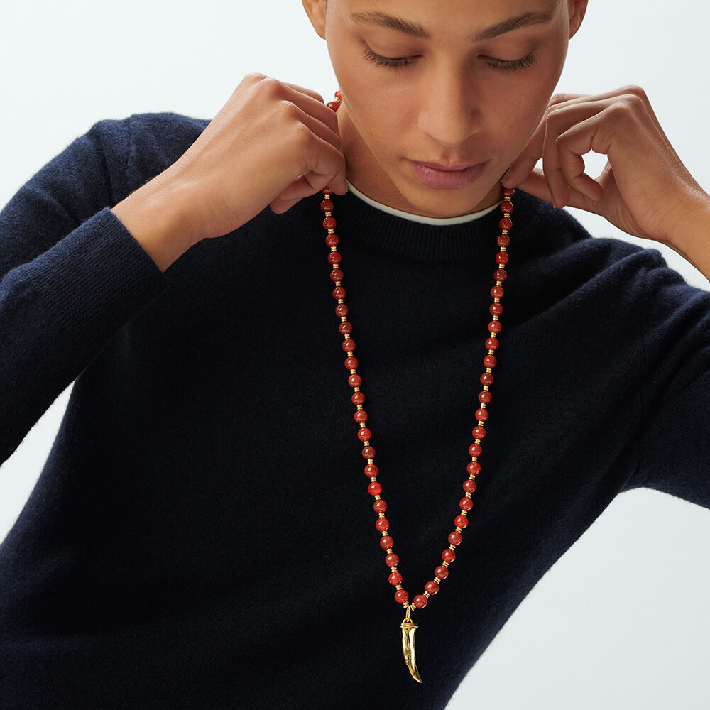 Collar largo BE - Rojo / Oro - Collares  | Agatha