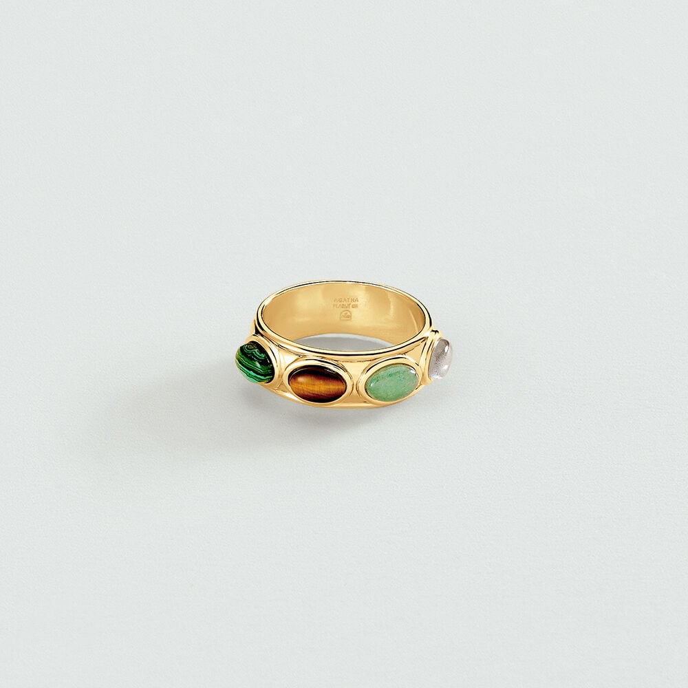 Anillo ancho RHEA - Multicolor / Oro - Anillos de fantasía  | Agatha